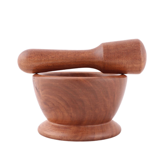 Handcrafted Walnut Wood Okhli Mortar Set Medium (4.5 x 4.5 x 3 Inches)