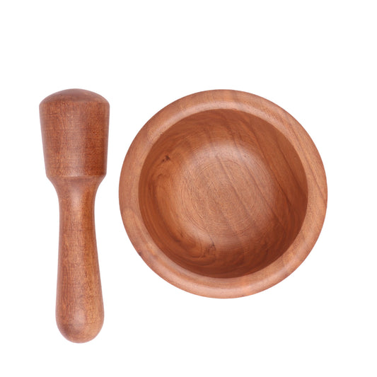 Handcrafted Walnut Wood Okhli Mortar Set Medium (4.5 x 4.5 x 3 Inches)