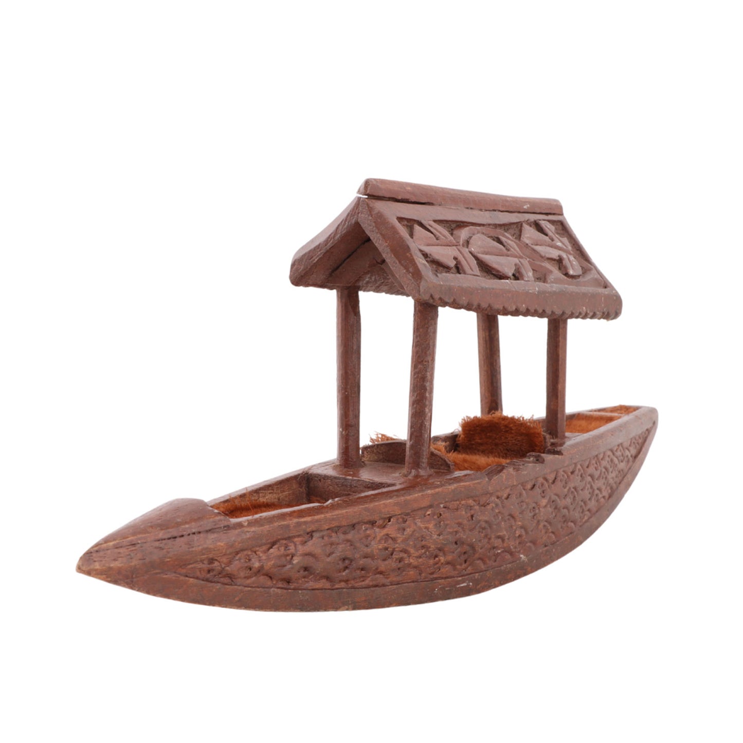 Handcrafted Walnut Wood Shikara (11 x 2 x 4.2 Inches)