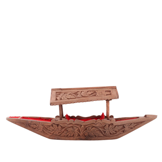 Handmade Walnut Wood Shikara (15 x 2.5 x 5 Inches)