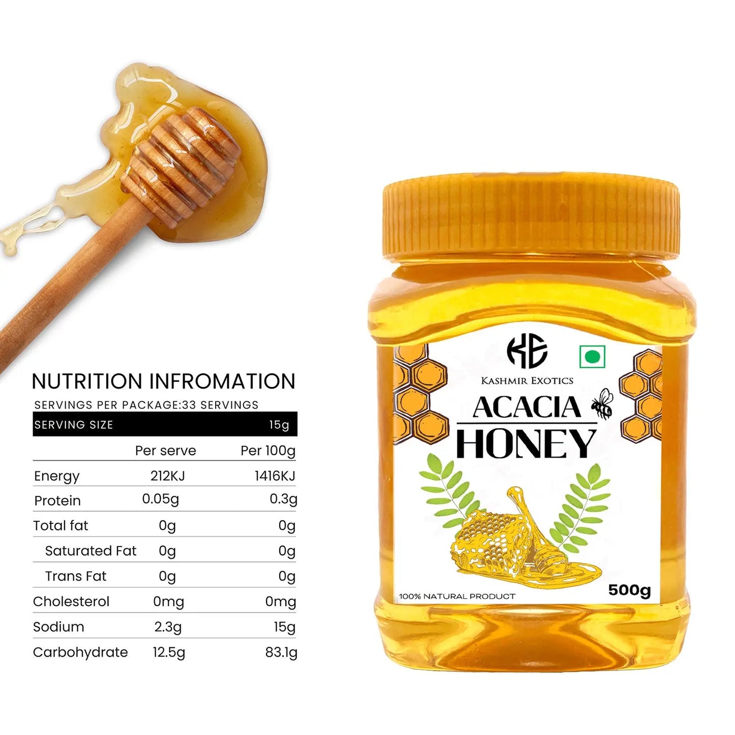 Pure Kashmiri Acacia Honey 250gm Kashmir Exotics