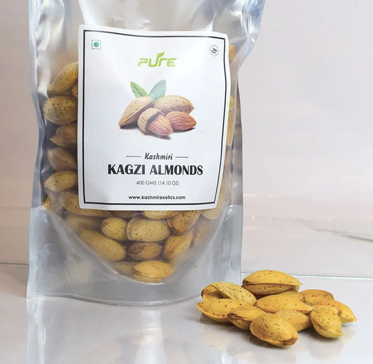 Pure Kashmiri Kagzi Almonds 400 gm Kashmir Exotics