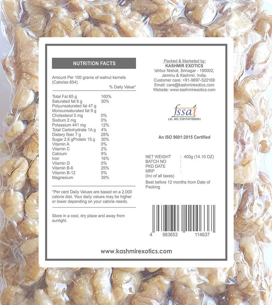 Pure Kashmiri Walnut Kernels Extra Light Half Kashmir Exotics
