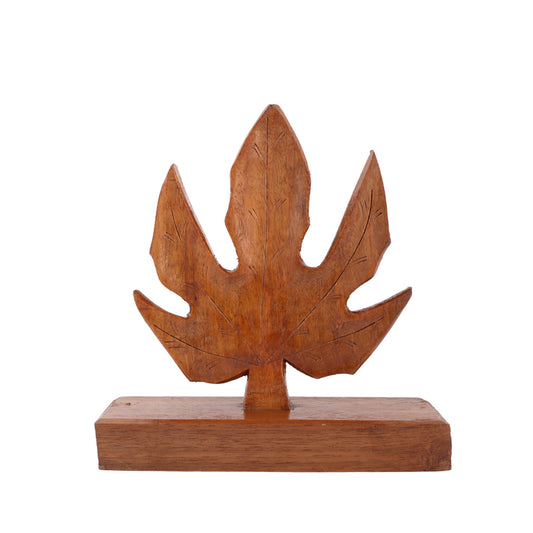 Kashmiri Walnut Chinar Leaf Showpiece (6 x 2x 6.5 Inches)