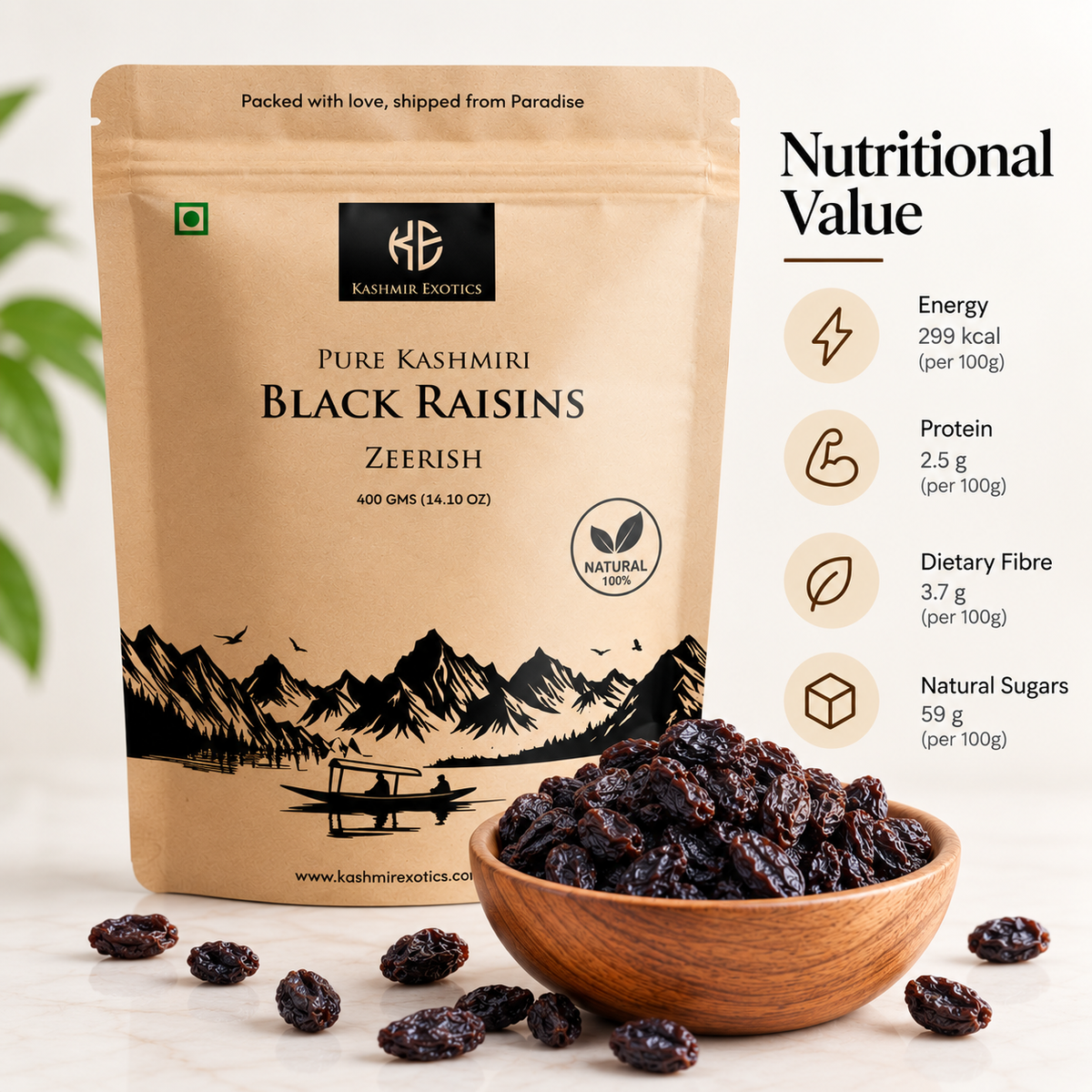 Pure Kashmiri Black Raisins (Zeerish)