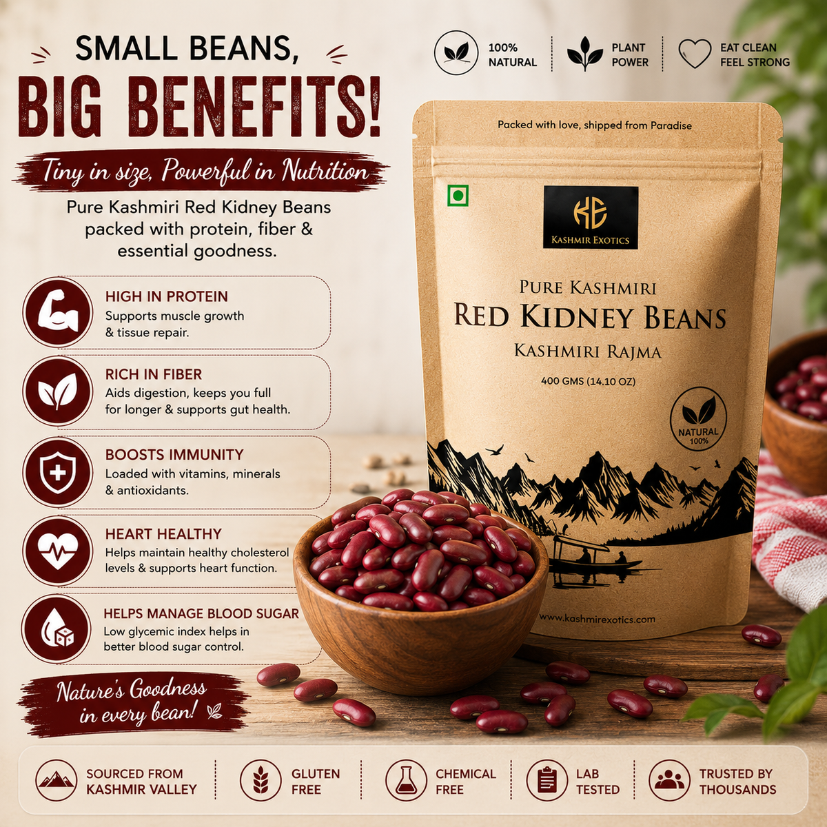 Pure Kashmiri Red Kidney Beans (Rajma)