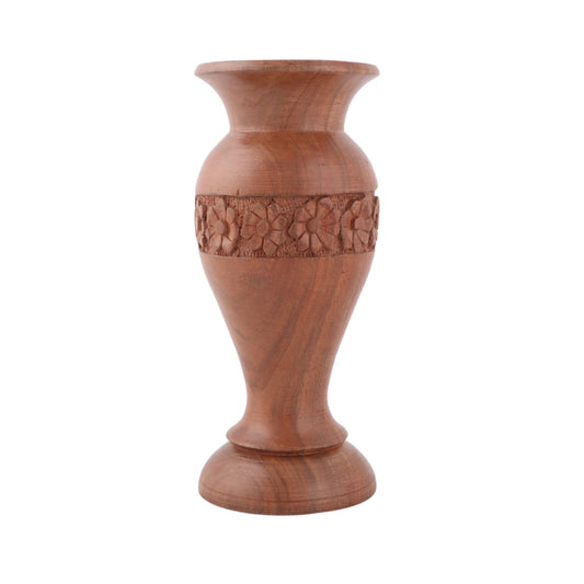 Handcrafted Kashmiri Walnut Wood Flower Vase (2.5 x 2.5 x 6 Inches)