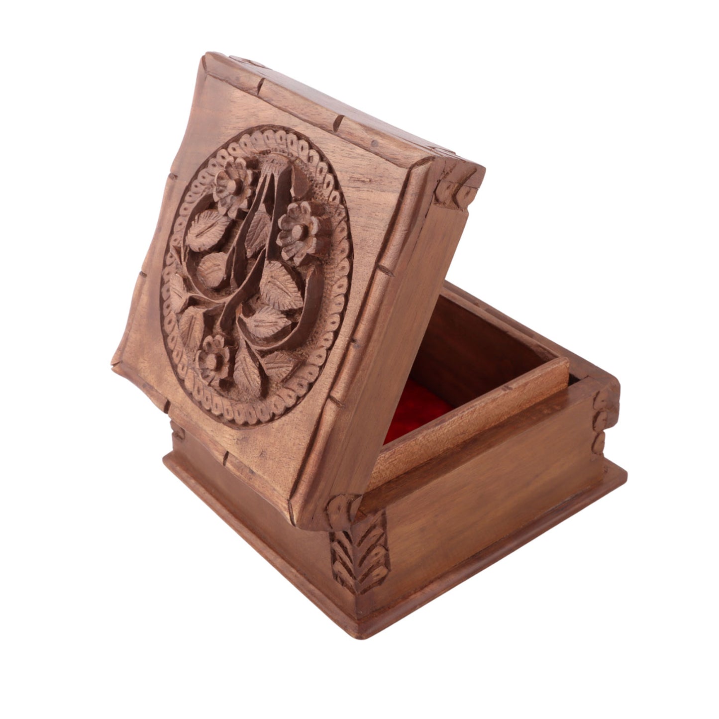 Handcrafted Kashmiri Walnut Wood Jewelry Box (5.3 x 3.5 x 3 Inches)