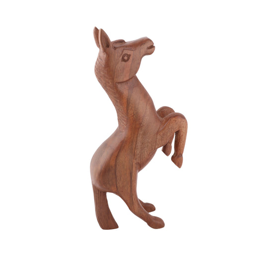 Handcrafted Kashmiri Walnut Wood Jumping Horse (5 x 2.5 x 10 Inches)