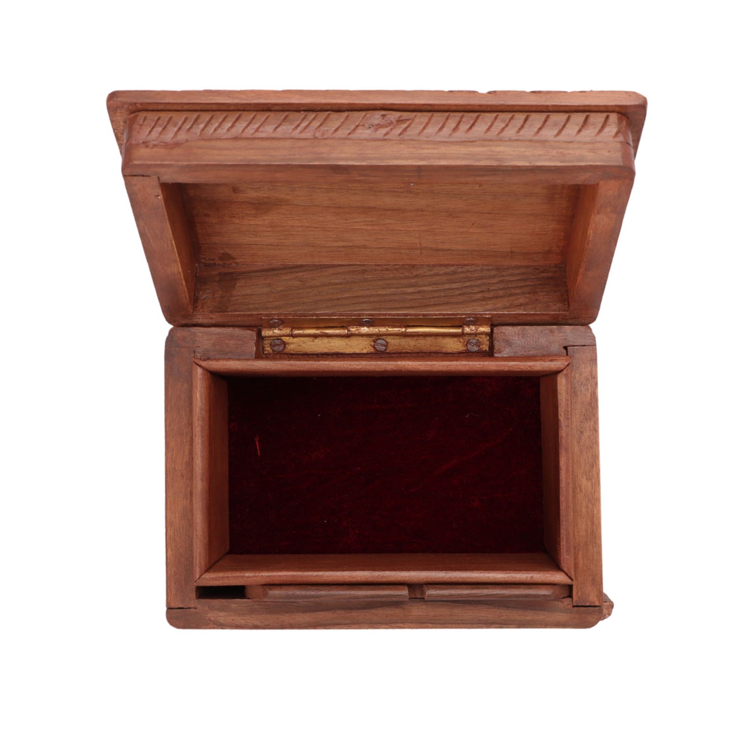 Handcrafted Walnut Wood Carved Storage Box (6 x 4.2 x 3 Inches)