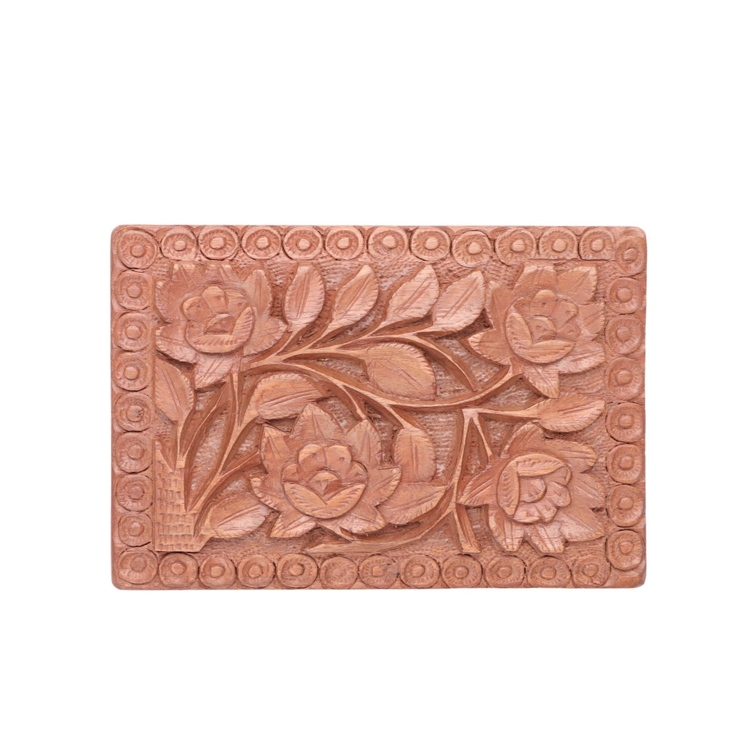 Handcrafted Walnut Wood Carved Storage Box (6 x 4.2 x 3 Inches)