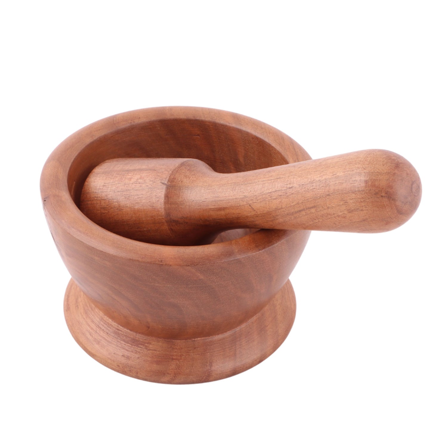 Handcrafted Walnut Wood Okhli Mortar Set Medium (4.5 x 4.5 x 3 Inches)