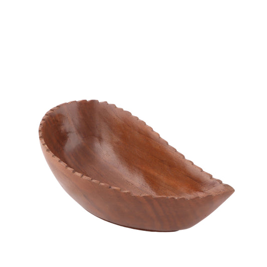 Handcrafted Walnut wood Badam shape Bowl (7 x 3.5 x 2 Inches)