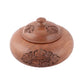 Handmade Walnut Carved Round Box with Lid (8 x 8 x 4.5 Inches)