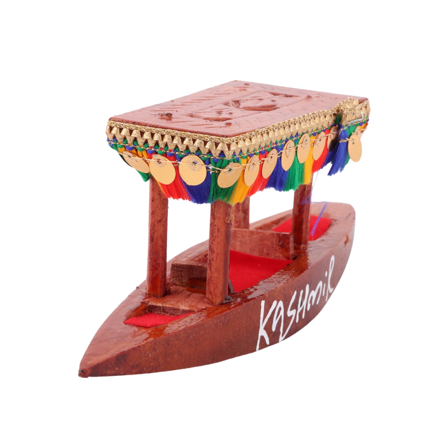 Handmade Walnut Wood Shikara (8 x 2 x 2.75 Inches)