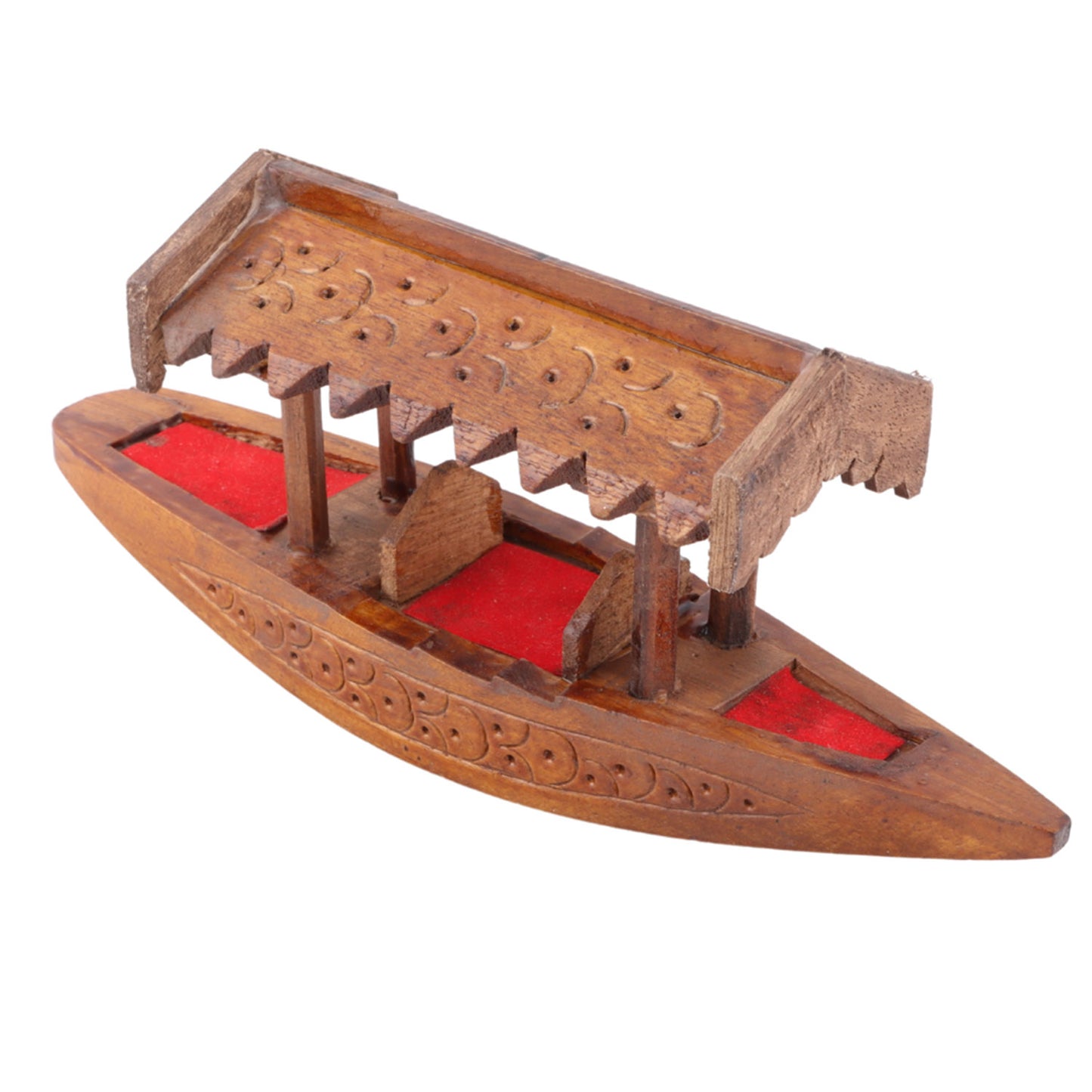 Handmade Walnut Wood Shikara (8 x 2 x 3.5 Inches)