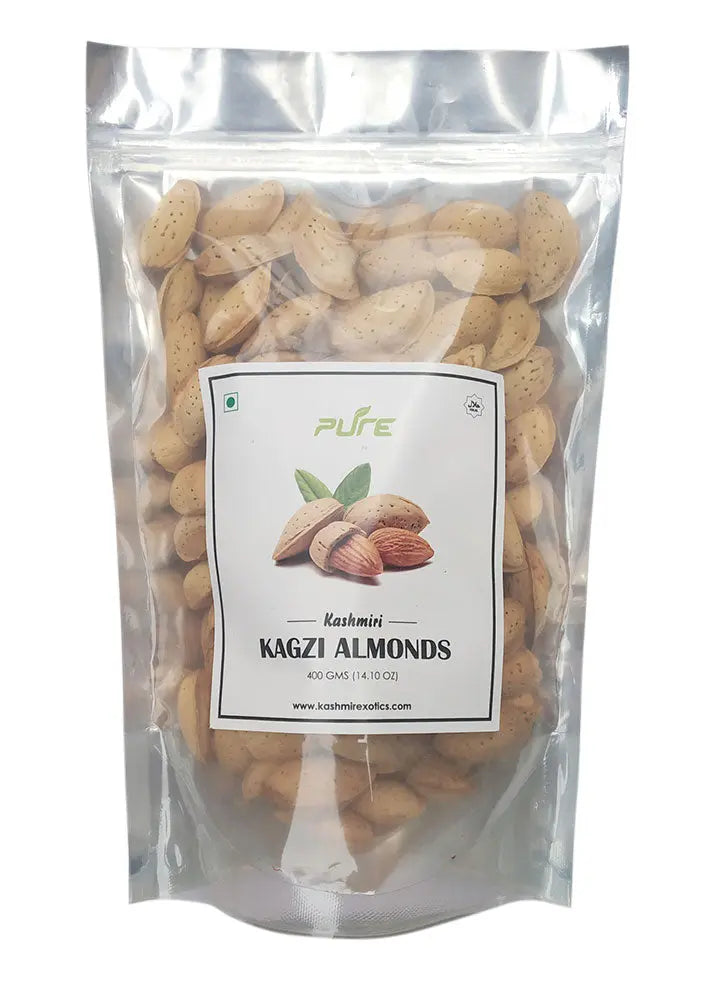 Pure Kashmiri Kagzi Almonds 400 gm Kashmir Exotics