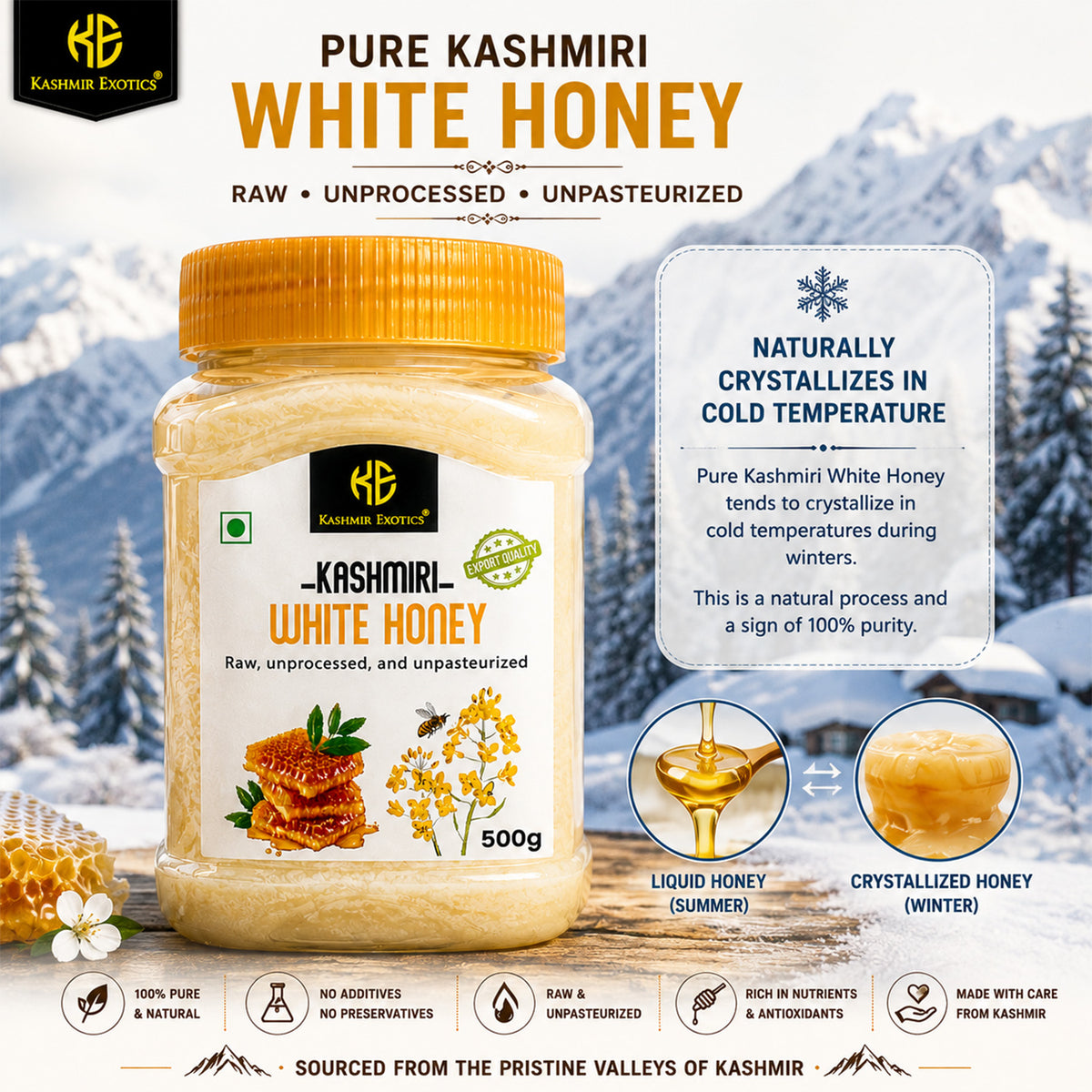 Pure Kashmiri Natural White Honey