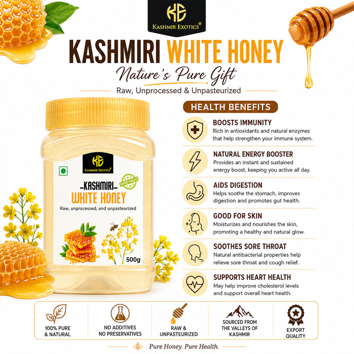 Pure Kashmiri Natural White Honey