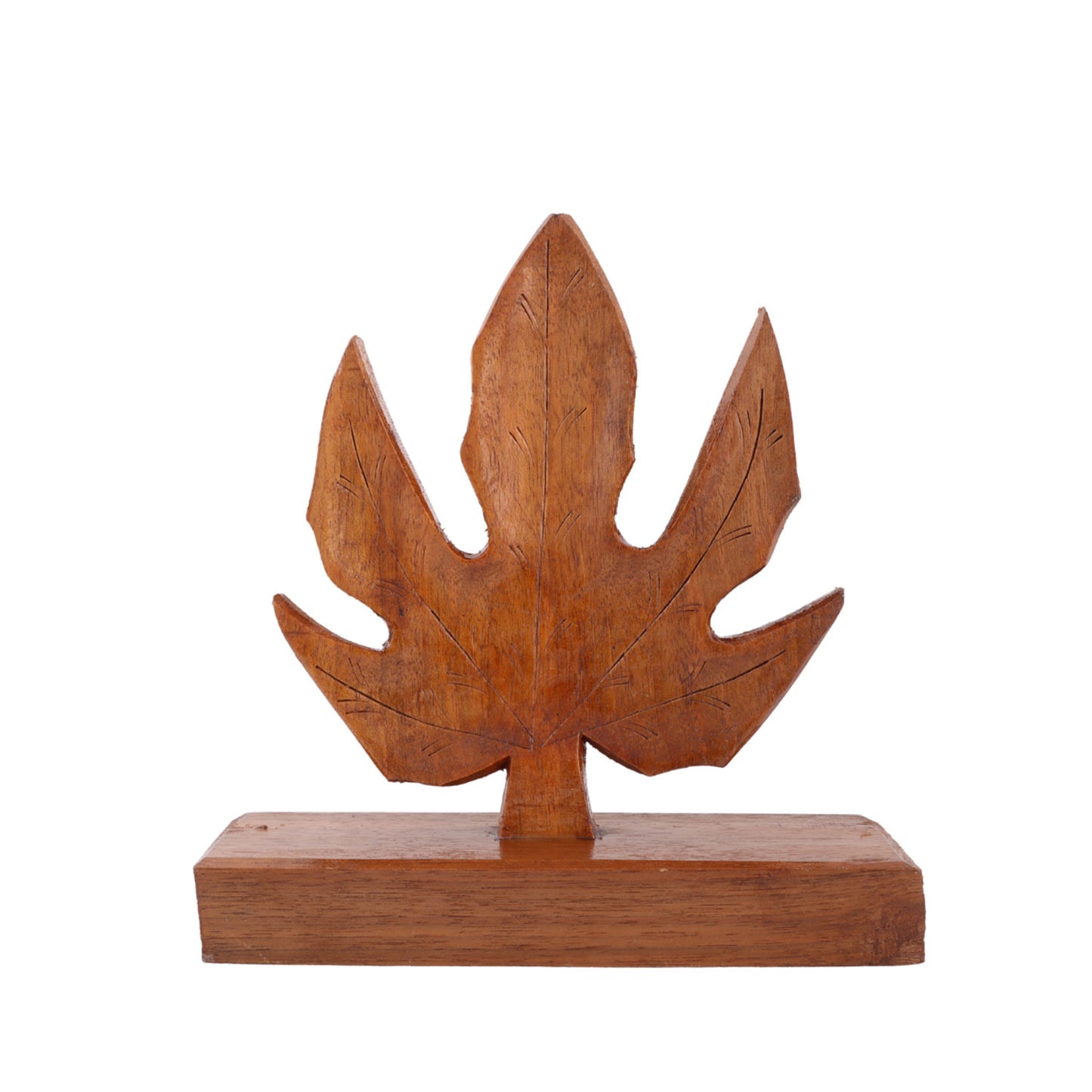 Kashmiri Walnut Chinar Leaf Showpiece (6 x 2x 6.5 Inches)