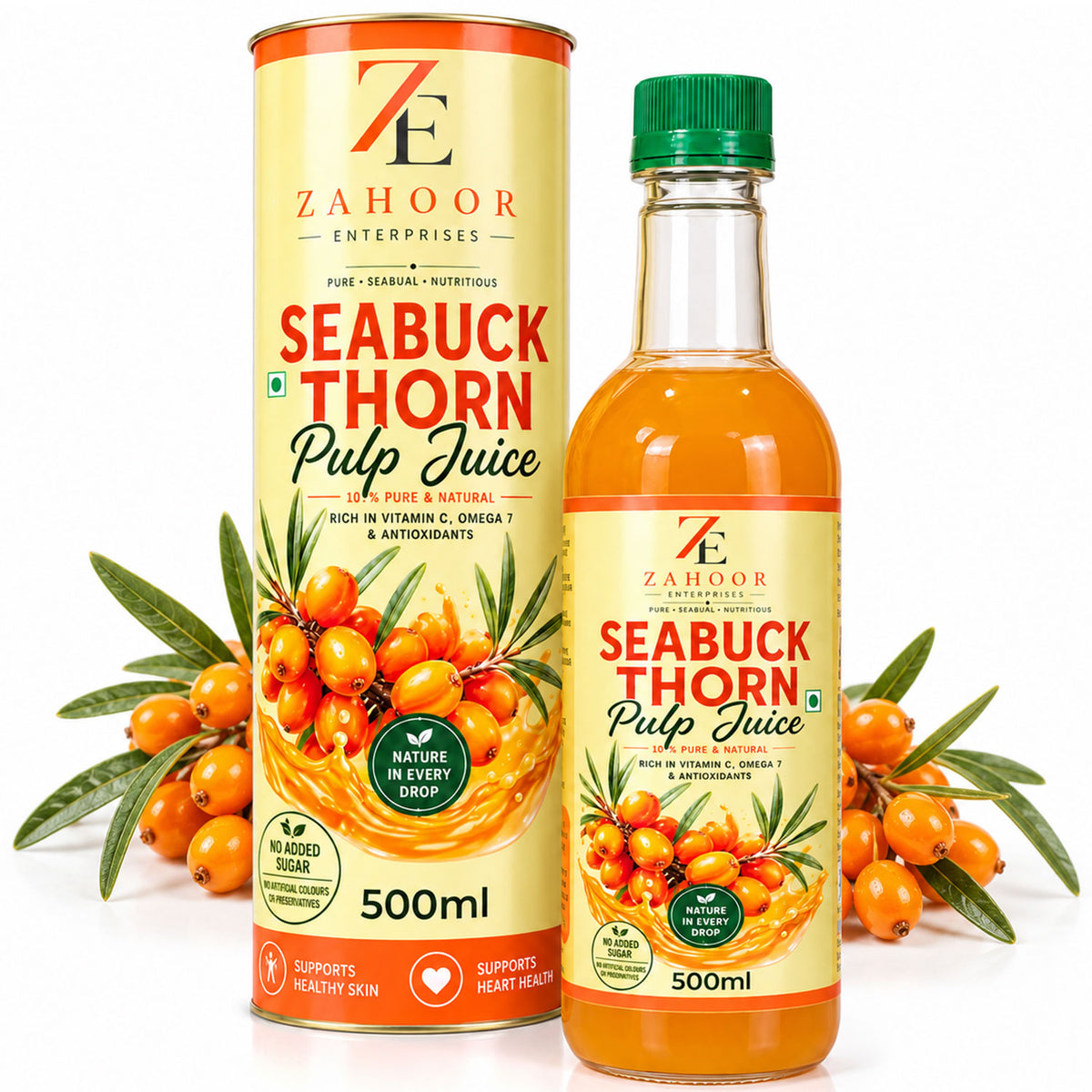 Natural Sea Buckthorn Pulp Juice Cold Pressed 500ml