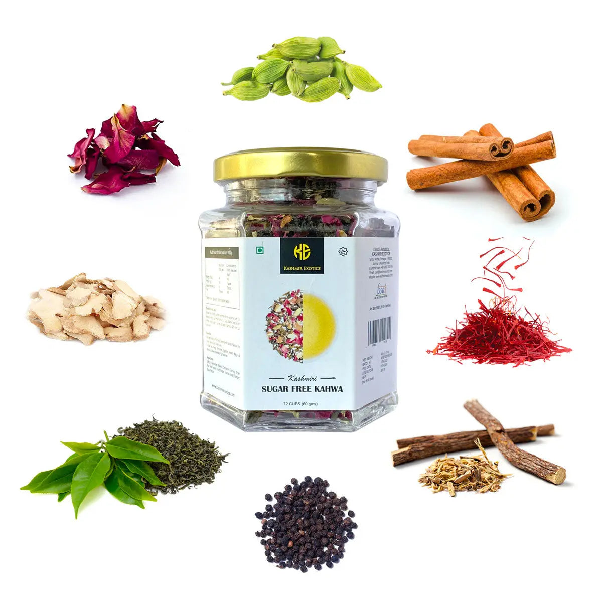 Sugar Free Kashmiri Kahwa 60gm (72 cups) Kashmir Exotics