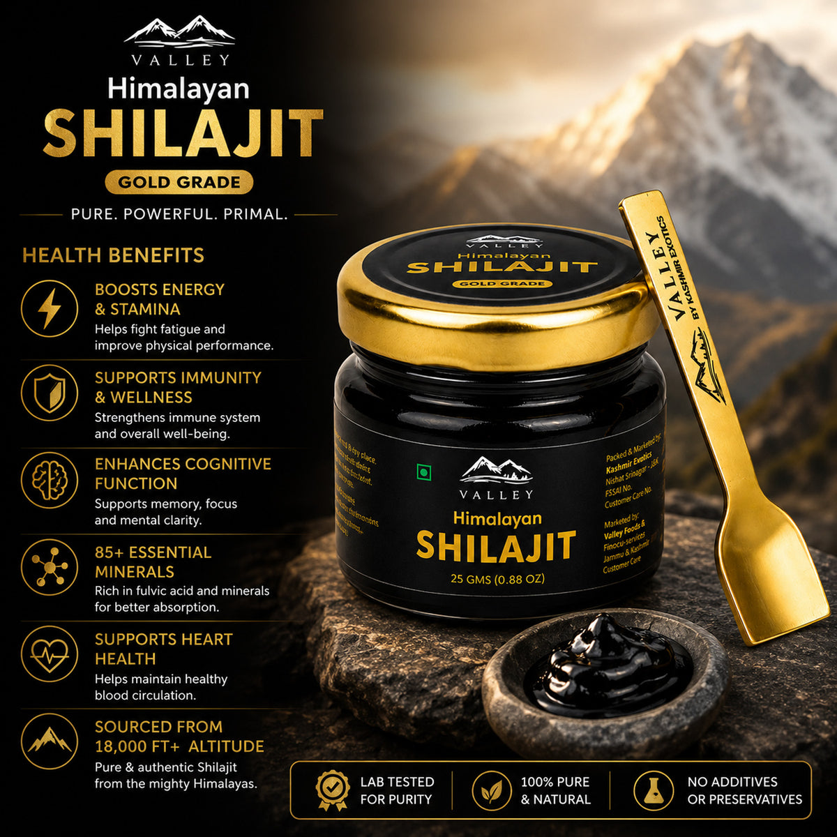Valley Himalayan Shilajit 25gm Soft gel form