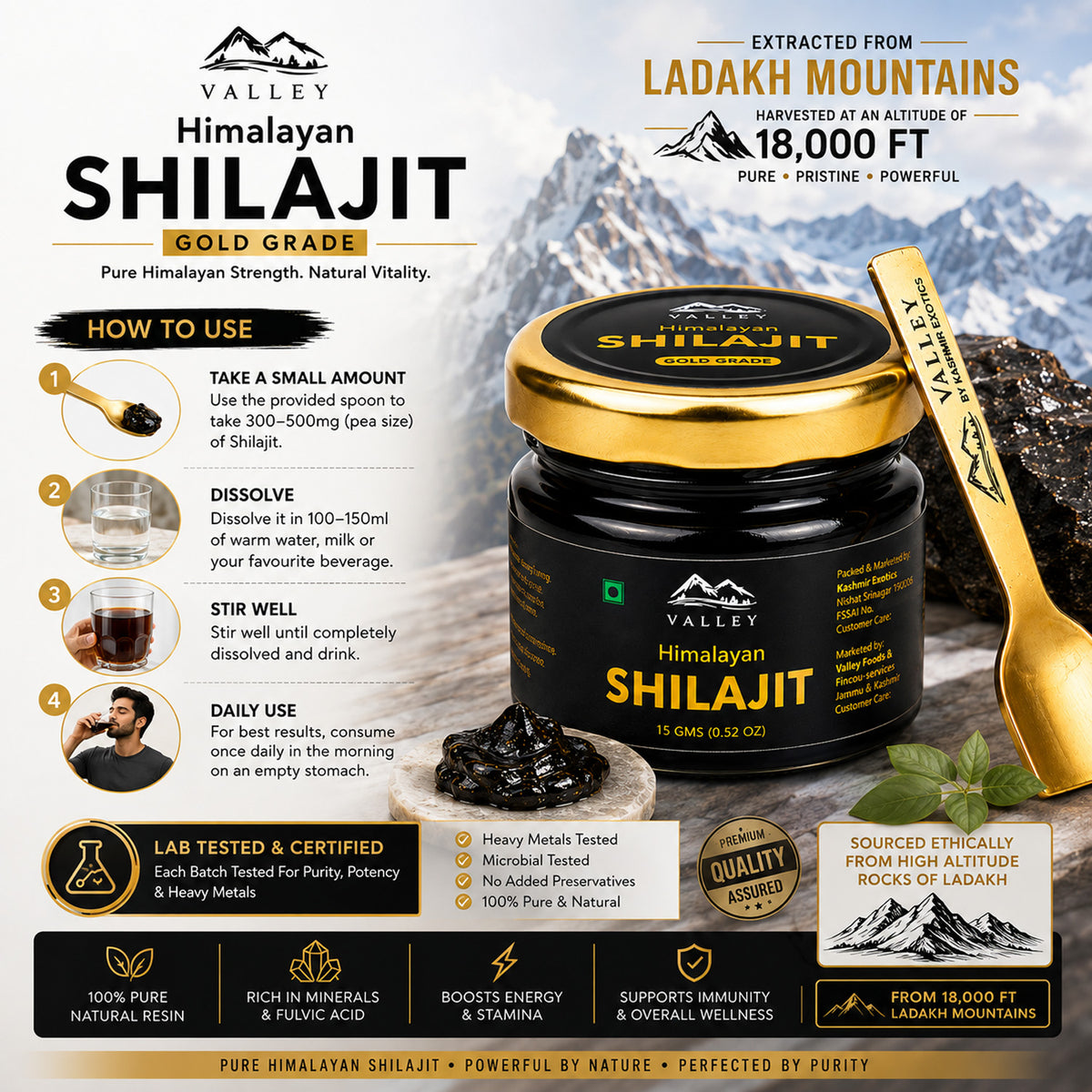 Valley Himalayan Shilajit 25gm Soft gel form