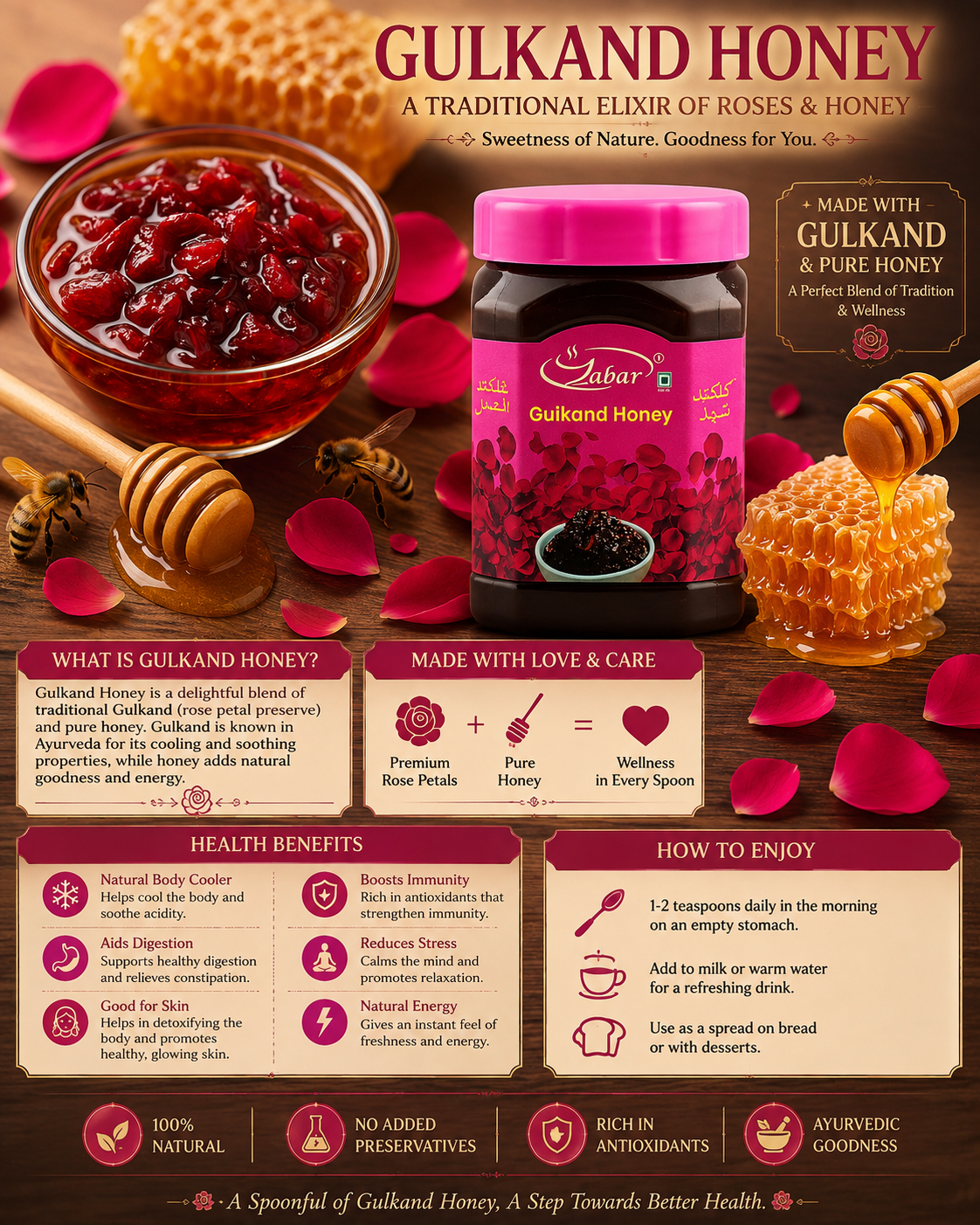 Zabar Gulkand Honey Jam 400gm