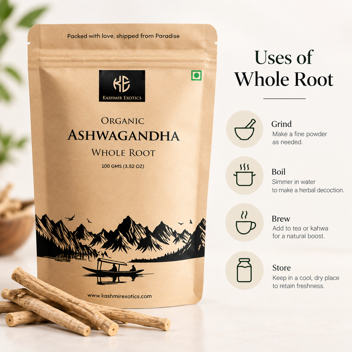 Ashwagandha Root Whole 100gm