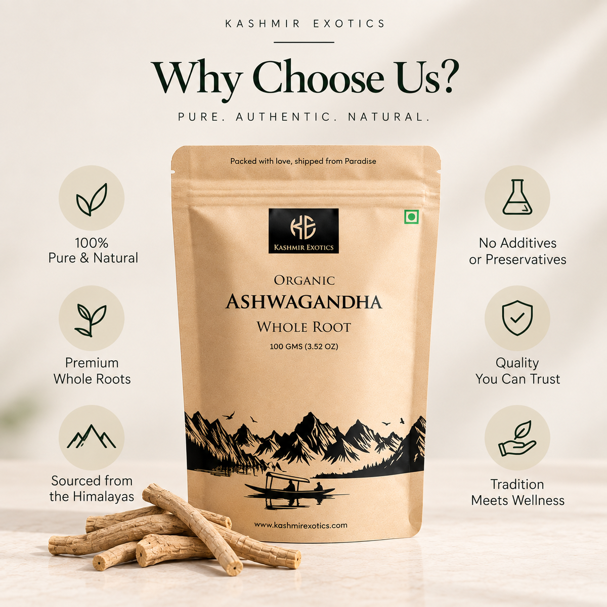 Ashwagandha Root Whole 100gm