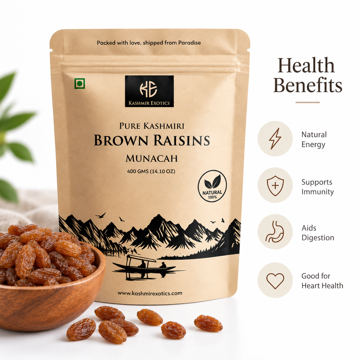 Pure Kashmiri Brown Raisins (Muncah)