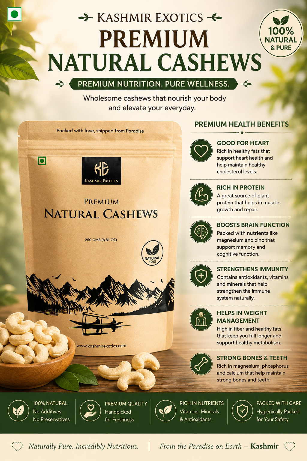 Pure Natural and Fresh Cashews