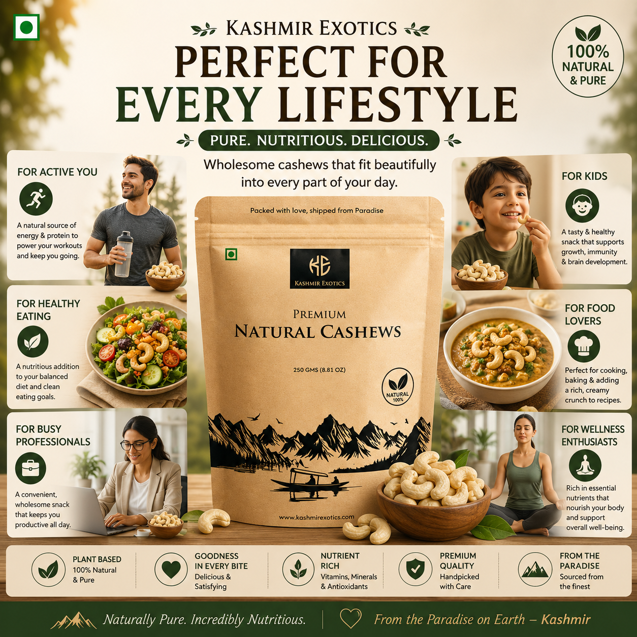 Pure Natural and Fresh Cashews