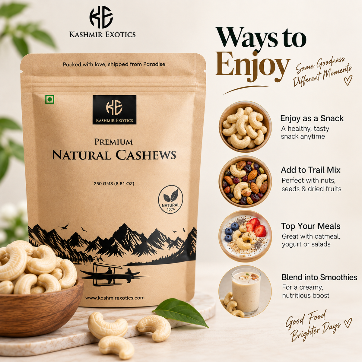 Pure Natural and Fresh Cashews