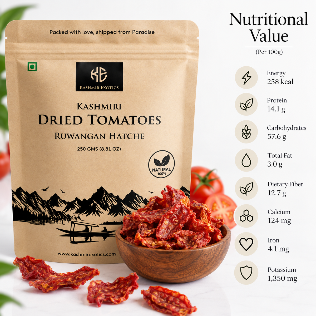 Kashmiri Dried Tomatoes (Ruwangan Hachi) 250gm