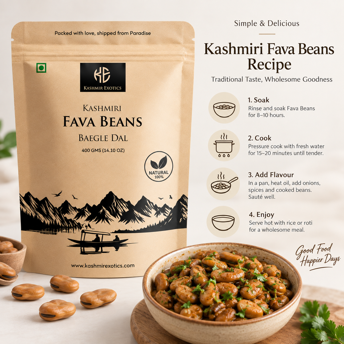 Kashmiri Fava Beans (Baegle Dal)