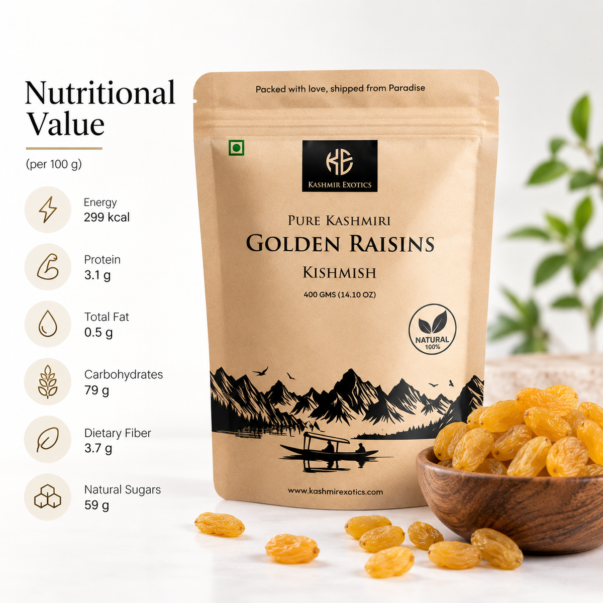 Pure Kashmiri Golden Raisins