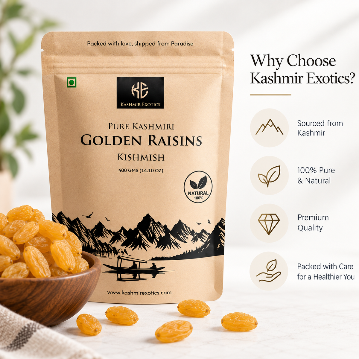 Pure Kashmiri Golden Raisins