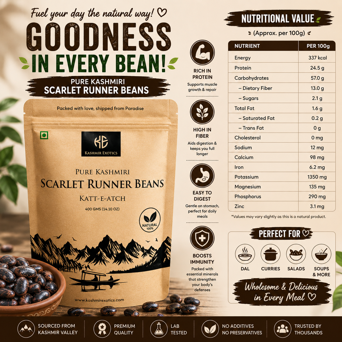 Kashmiri Scarlet Runner Beans
