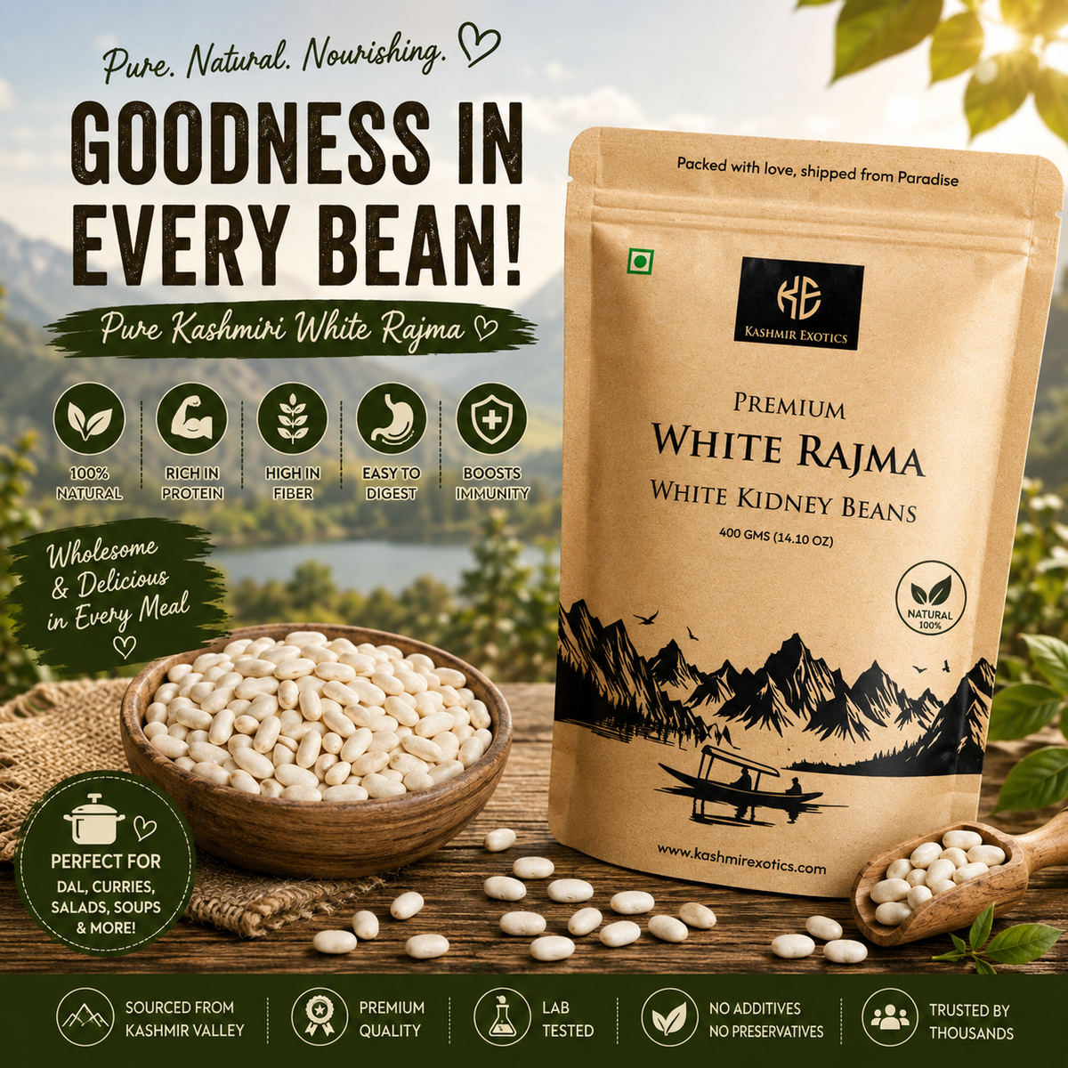 Premium White Rajma (White Kidney Beans) 400g