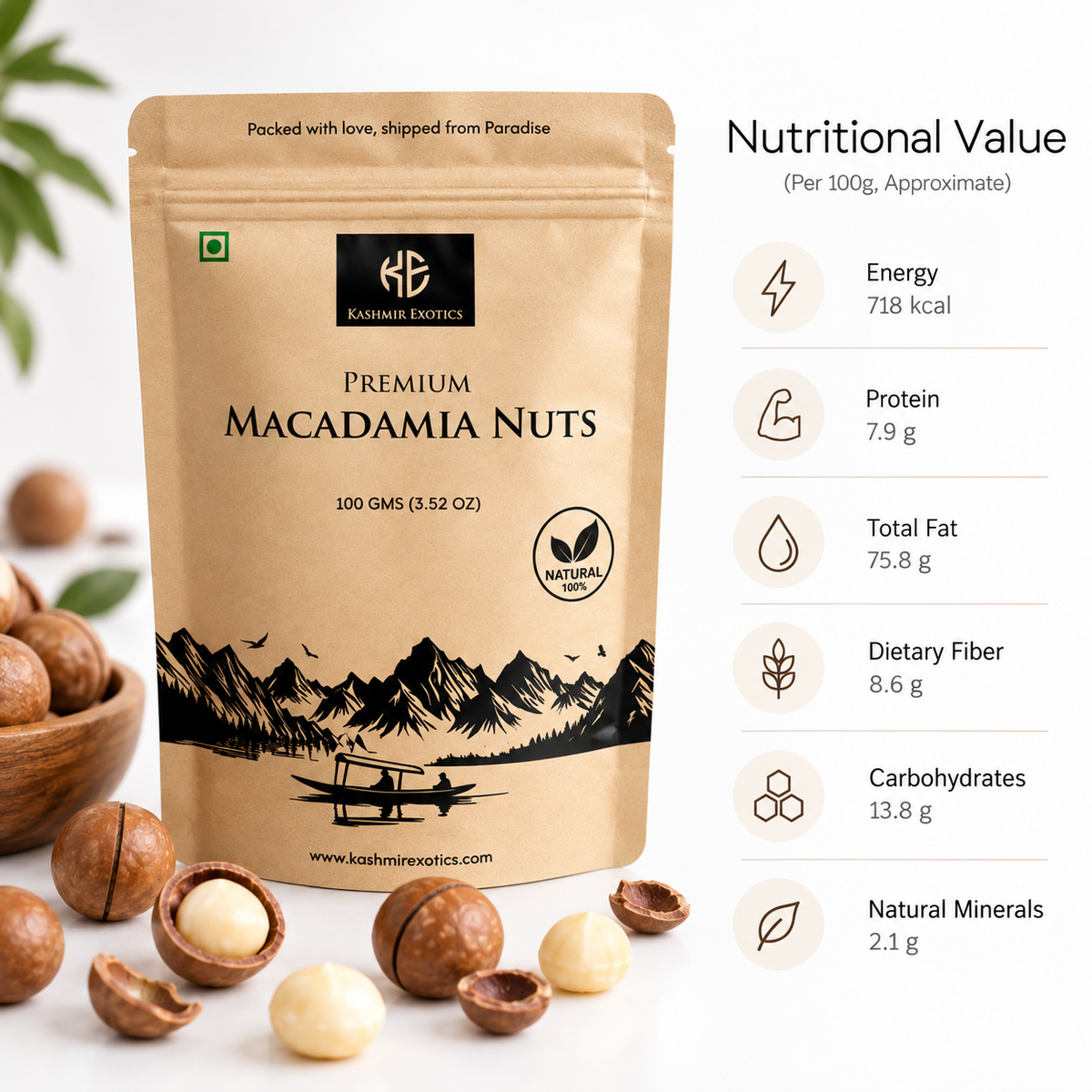 Premium Macadamia Nuts 100gm