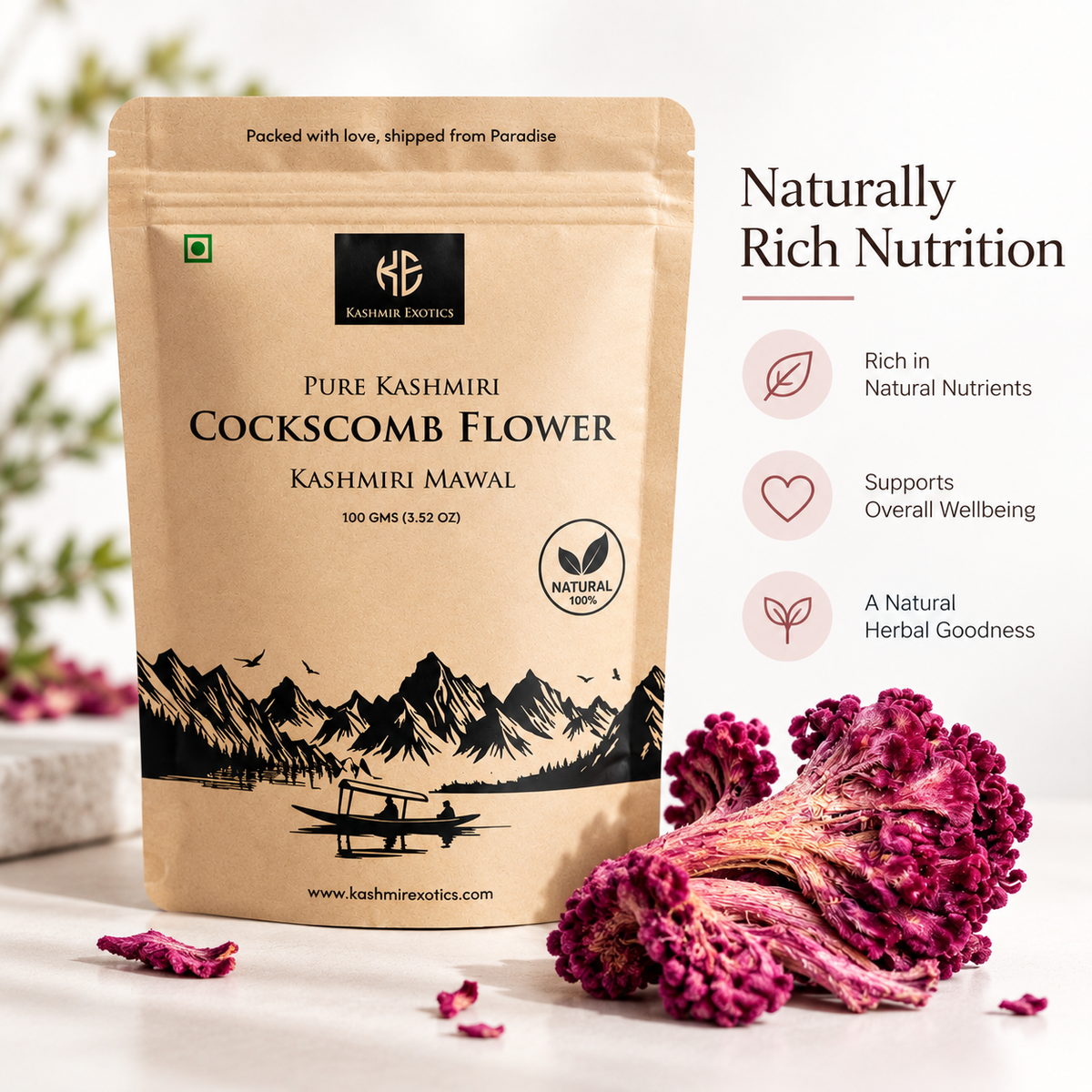 Pure Kashmiri Cockscomb Flower 100gm