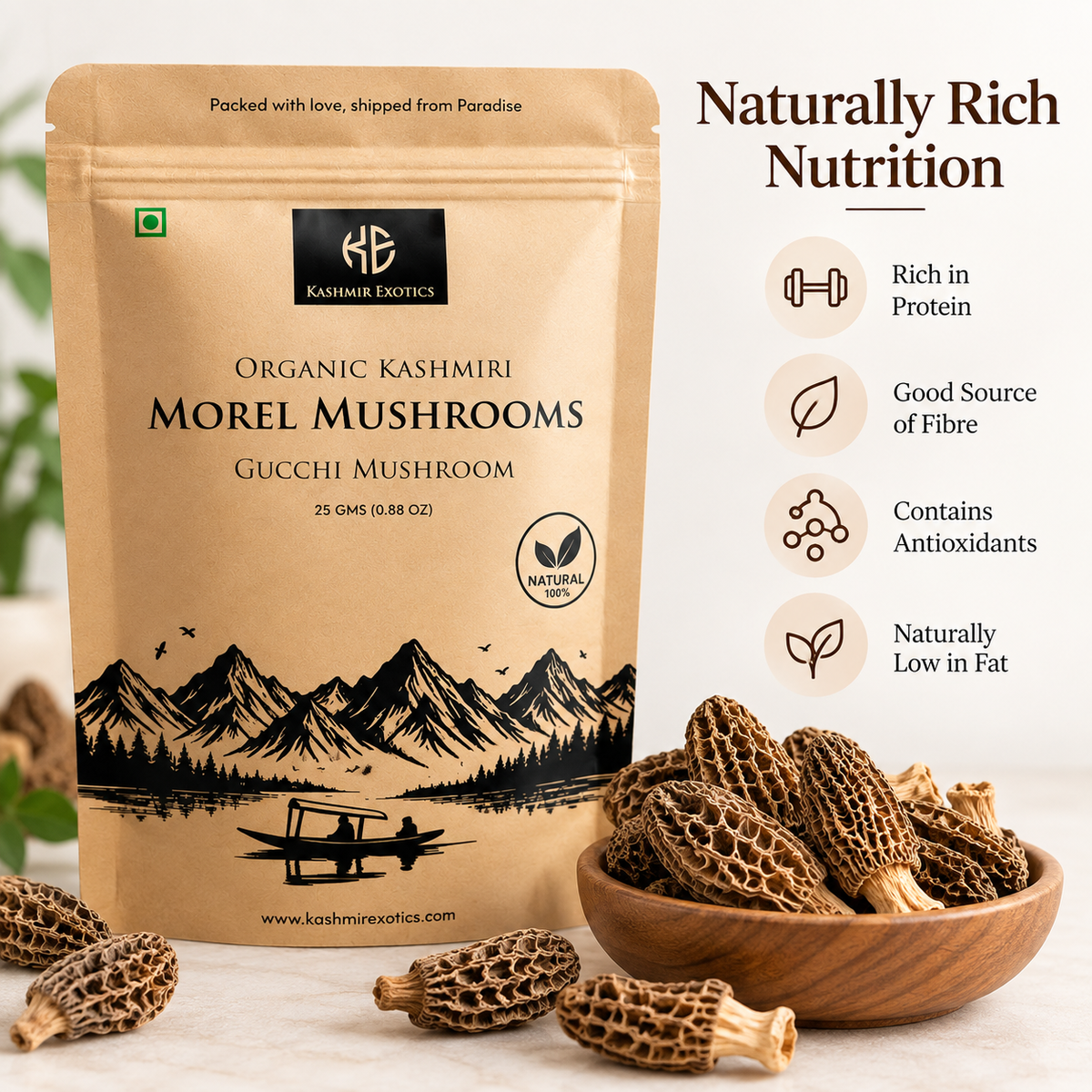 Organic Morel Mushrooms (Kashmiri Gucchi) 25gm