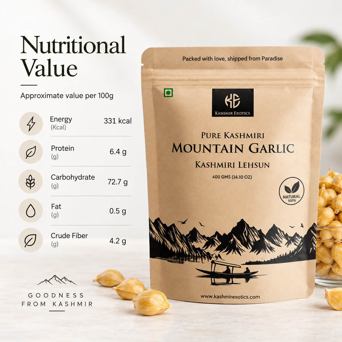 Pure Kashmiri Snow Mountain Garlic