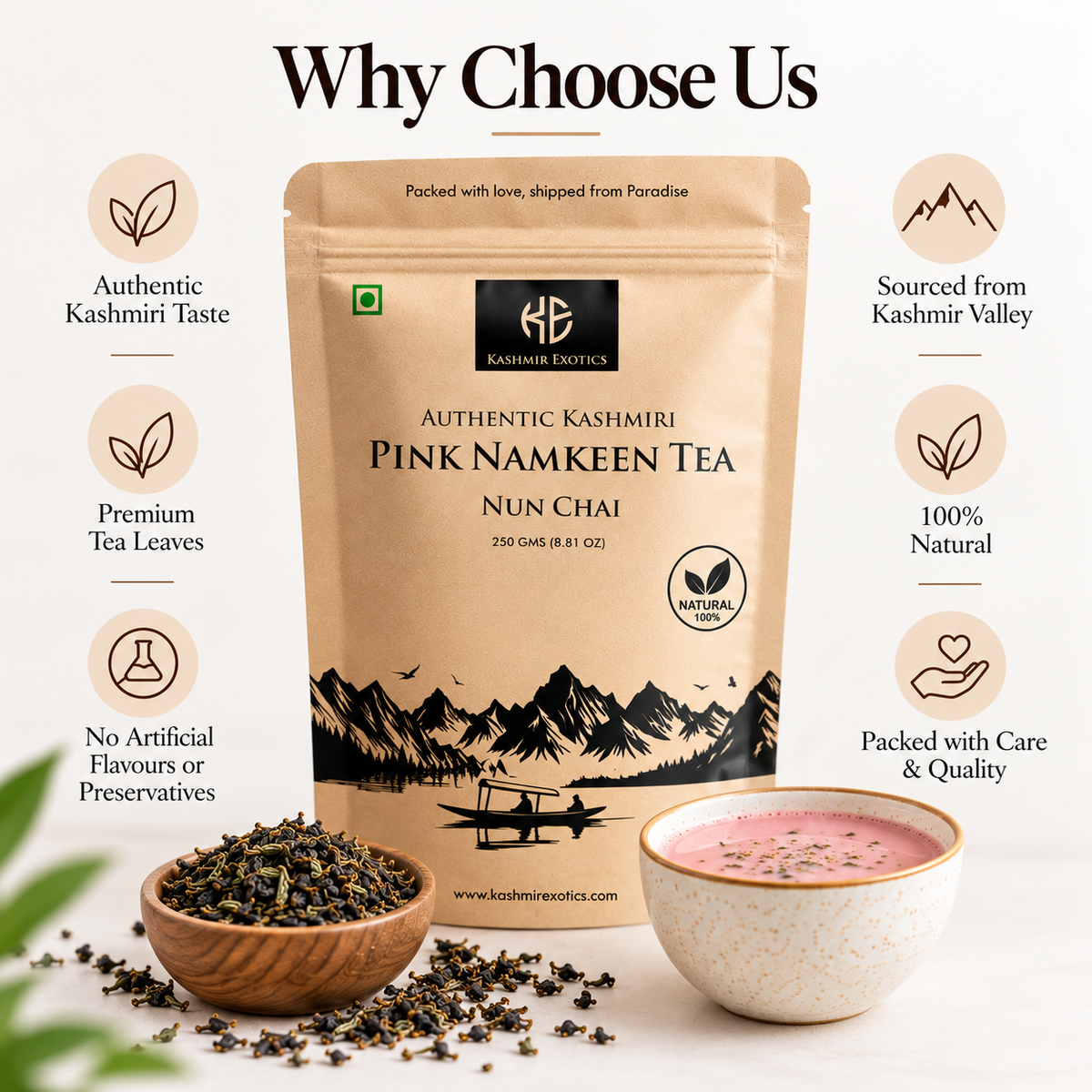 Authentic Kashmiri Namkeen Tea | Pink Tea | Sheer Chai 250gm