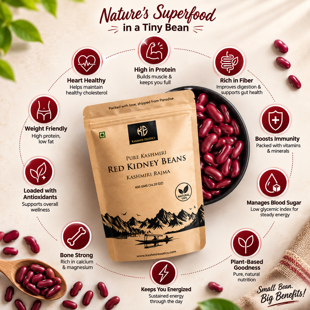 Pure Kashmiri Red Kidney Beans (Rajma)