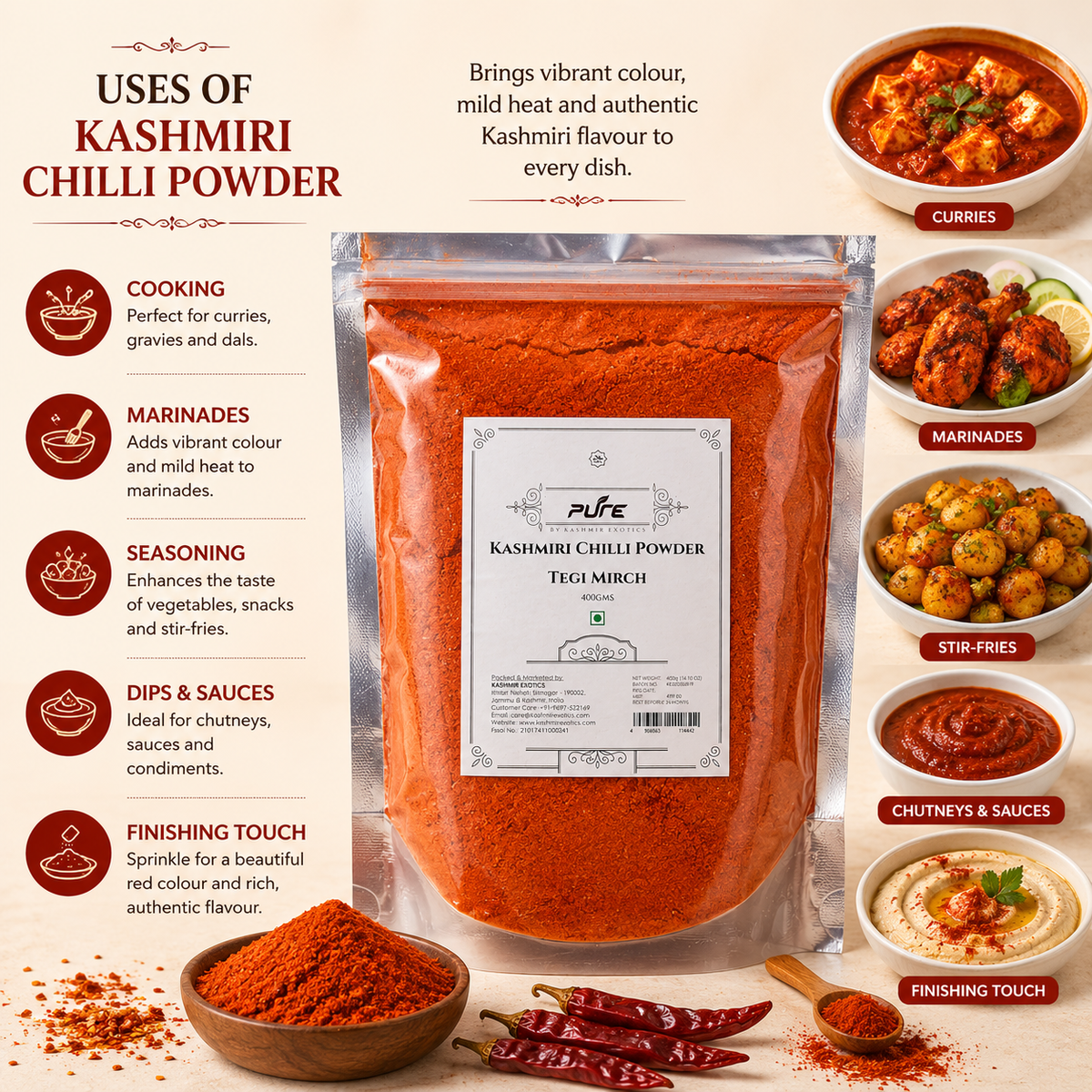 Pure Kashmiri Red Chilli Powder