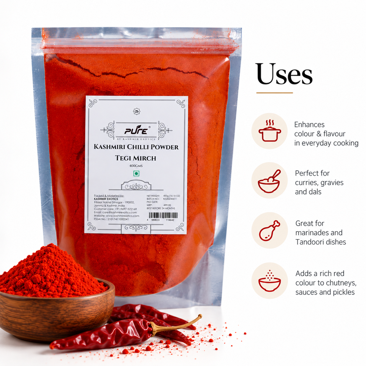 Pure Kashmiri Red Chilli Powder