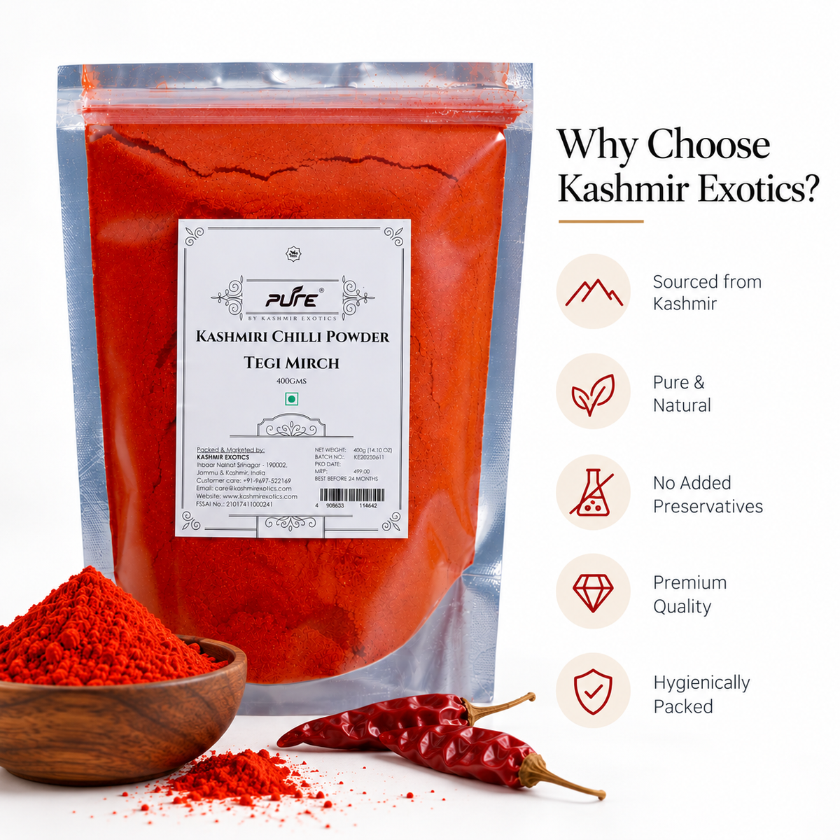 Pure Kashmiri Red Chilli Powder